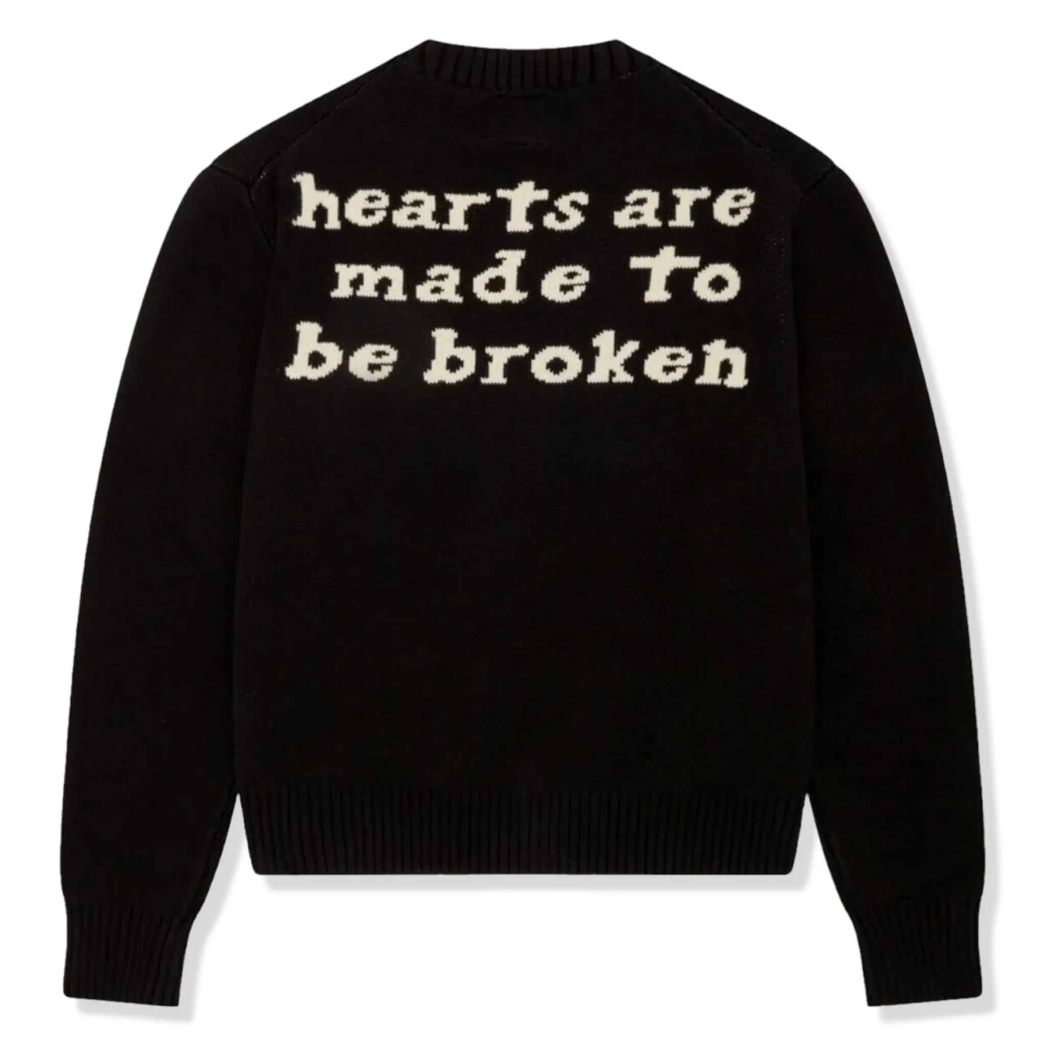 Back view of Broken Planet Hearts Are Made To Be Broken Midnight Black Knit Sweatshirt